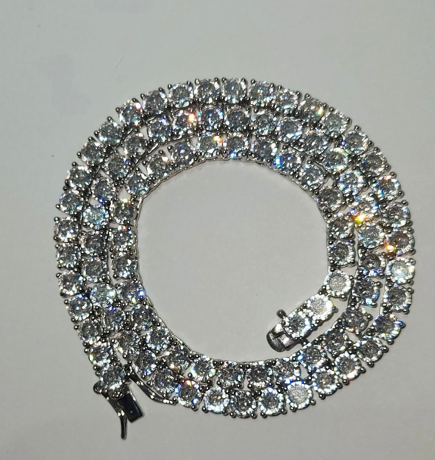 D Color VVS Moissanite Tennis Chain – S925 Silver