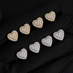 Moissanite Heart Studs