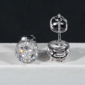 Moissanite Halo Studs