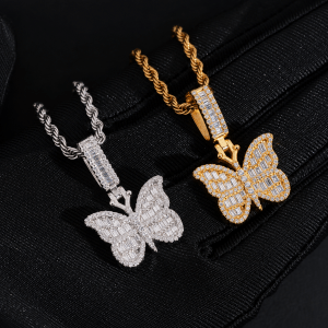 Moissanite Butterfly Pendant
