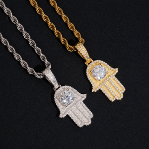 Moissanite Hamsa Pendant